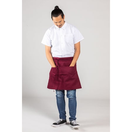 Uncommon Threads Half Wst 2-Sec Pkt Apron Burgundy 3056-0300